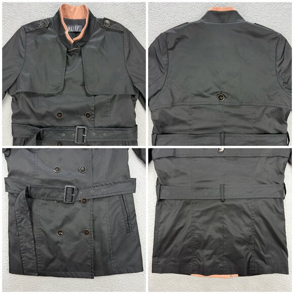 Wanko Jacket Womens EU 40 Black Trench Coat Double Breasted Belted Rain Vintage - Picture 7 of 9